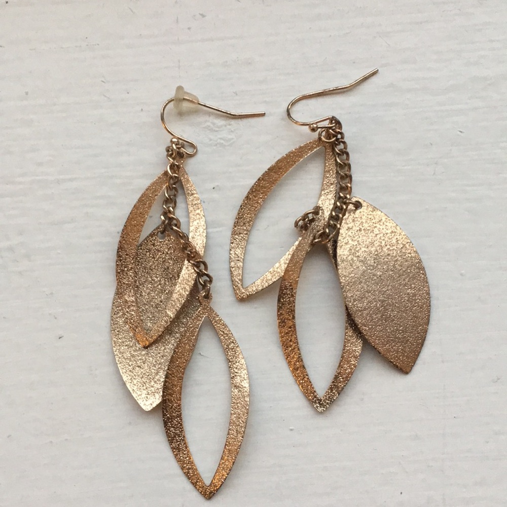 Gold leave drop earrings